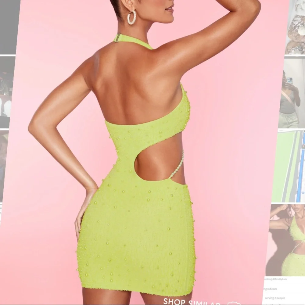 Lime green embellished cross body dress - Picture 2 of 3